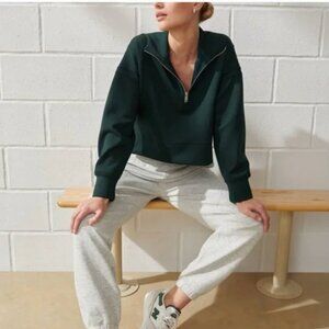 YPB Abercrombie & Fitch dark green half zip pullover